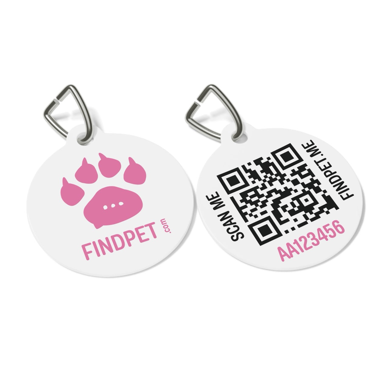 Findpet tag with QR code and pet passport (Pink)