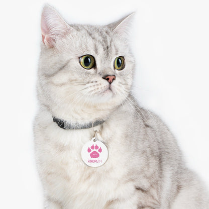 Findpet pink 33 mm pet ID tag with QR code