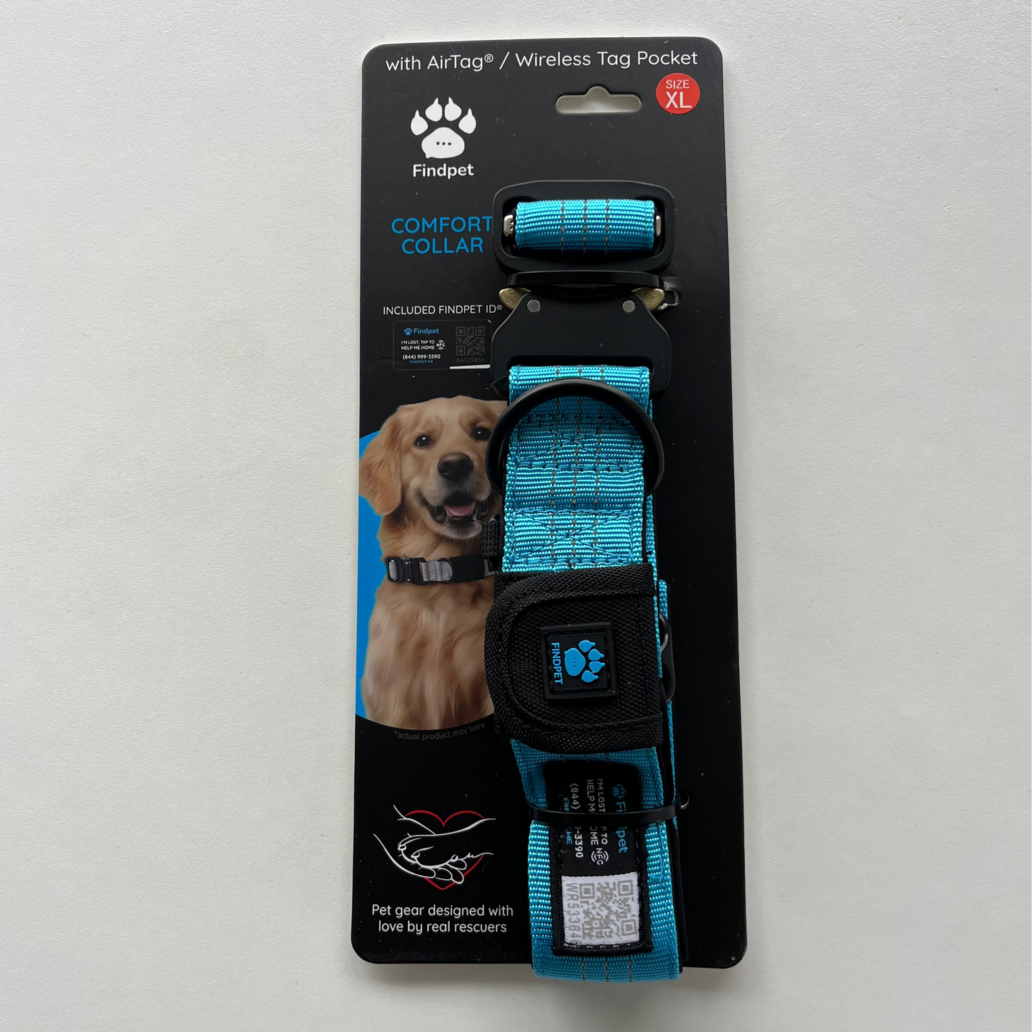 Findpet Collar With ID, Light Blue