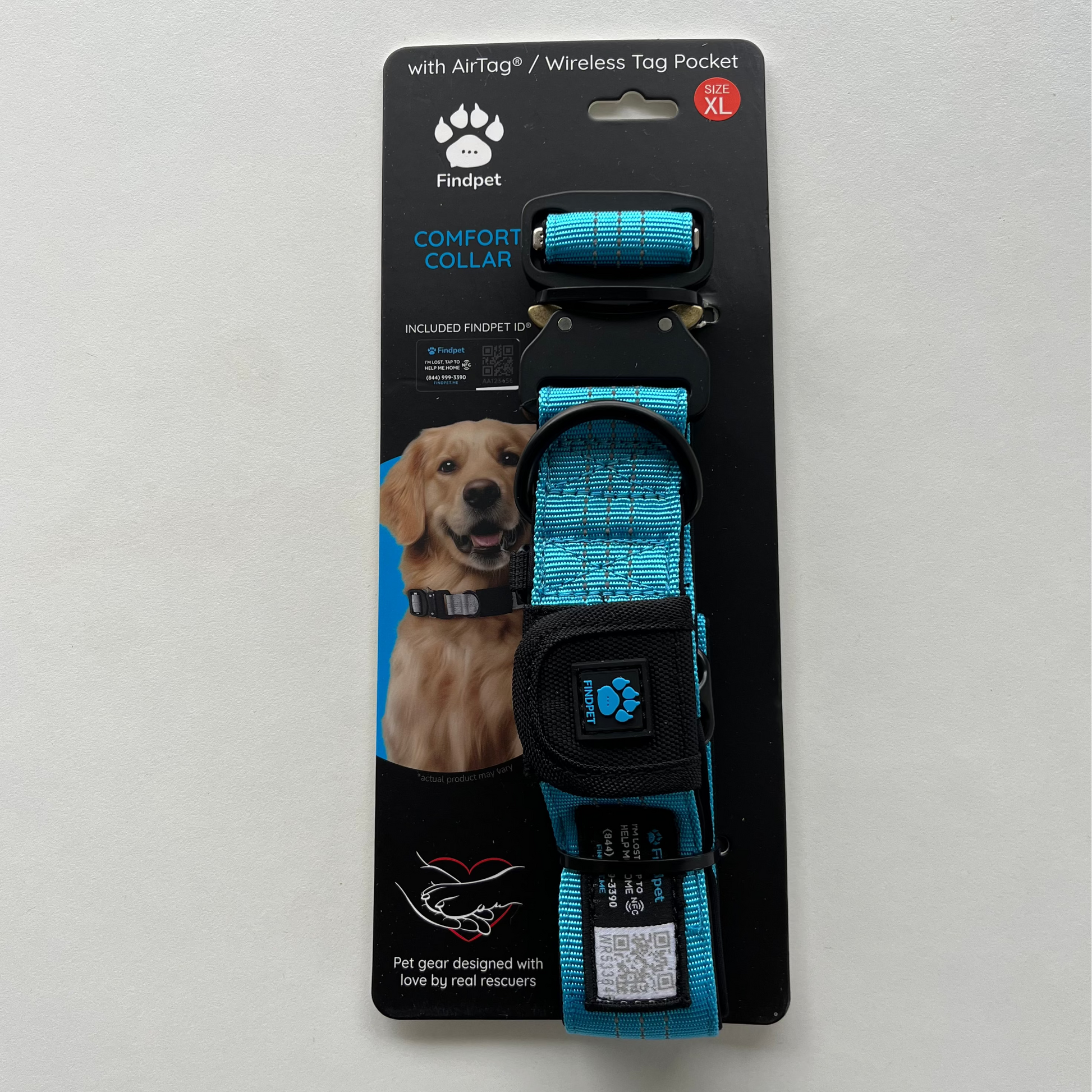 Findpet Collar With ID, Light Blue