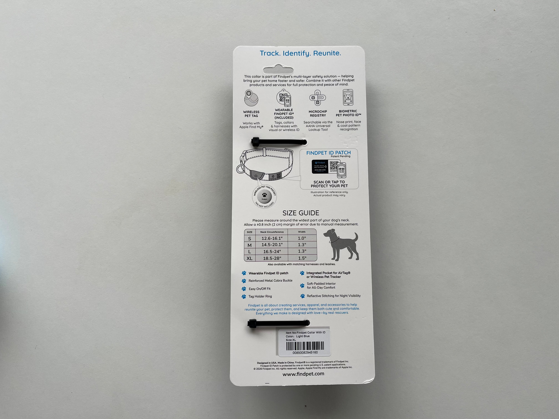 Findpet Collar With ID, sizing