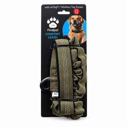Olive Findpet adjustable dog leash in retail packaging