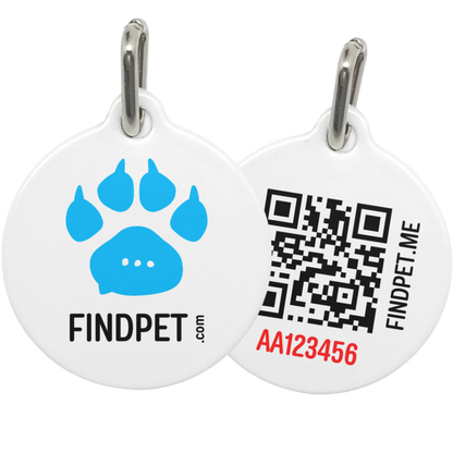 Blue Findpet 33 mm QR code pet ID tag