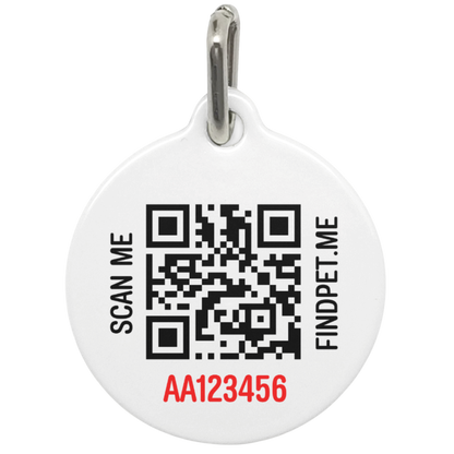 Blue Findpet 33 mm smart pet ID tag with QR code