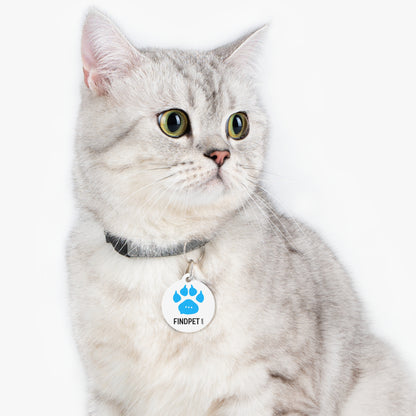 Findpet blue 33 mm pet ID tag with QR code
